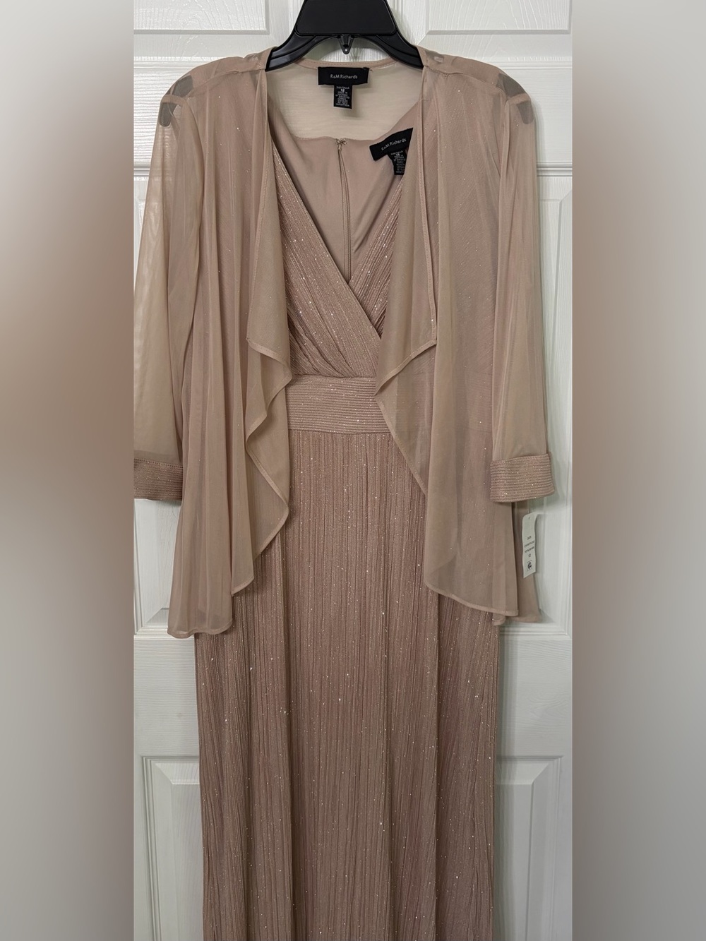 Mother of the Bride or Groom Dress w/ Fly Away Jacket, NWT, Champagne, Size 12